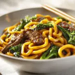 black pepper beef udon stir fry - featured image