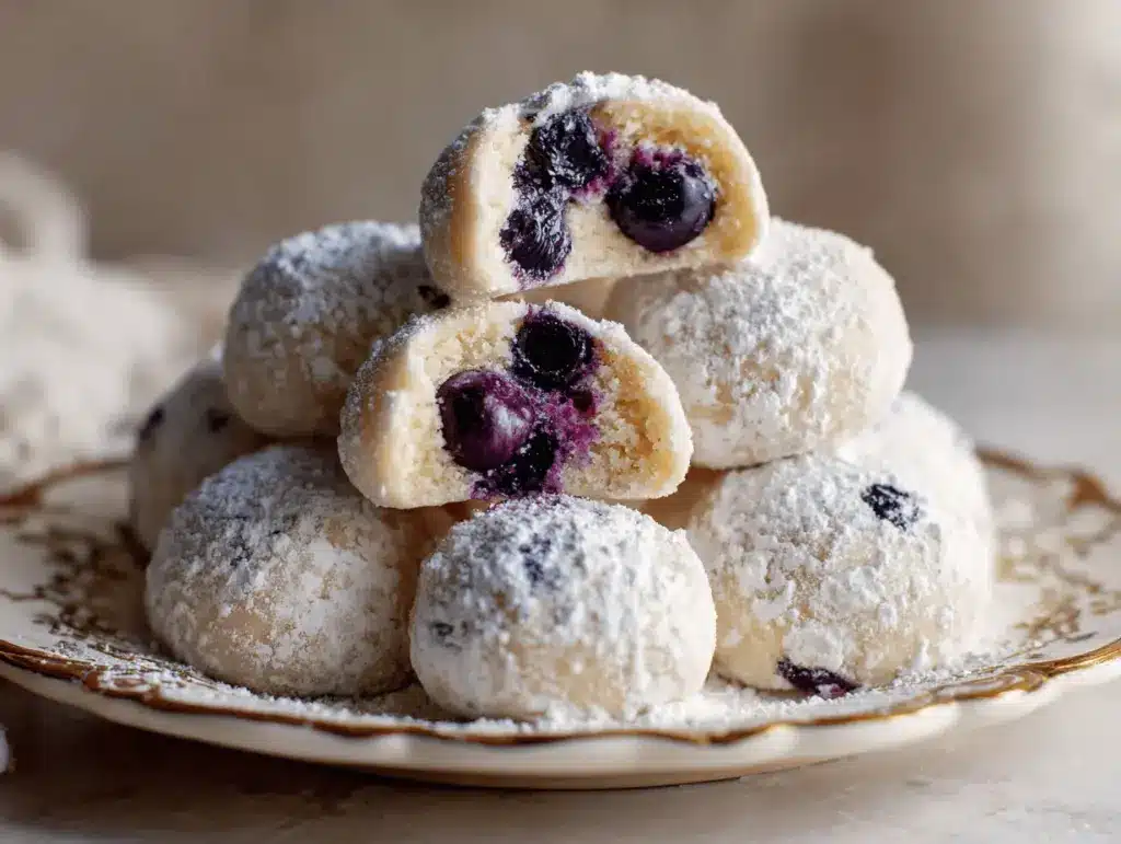 Blueberry Almond Snowball Cookies - featured image