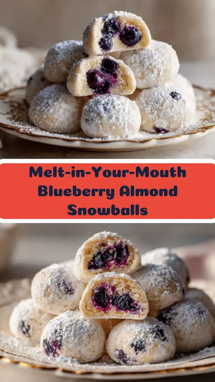 Blueberry Almond Snowball Cookies recipe