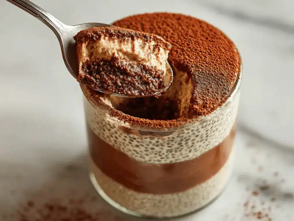 Brownie Batter Tiramisu Chia Pudding - featured image