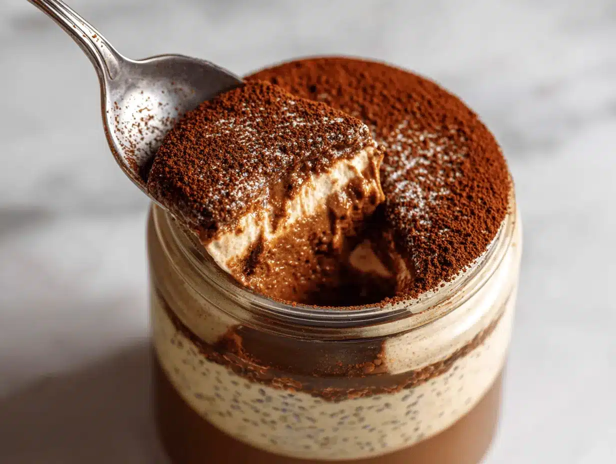 Brownie Batter Tiramisu Chia Pudding preparation steps