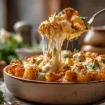 Buffalo Chicken Alfredo Tater Tot Casserole - featured image