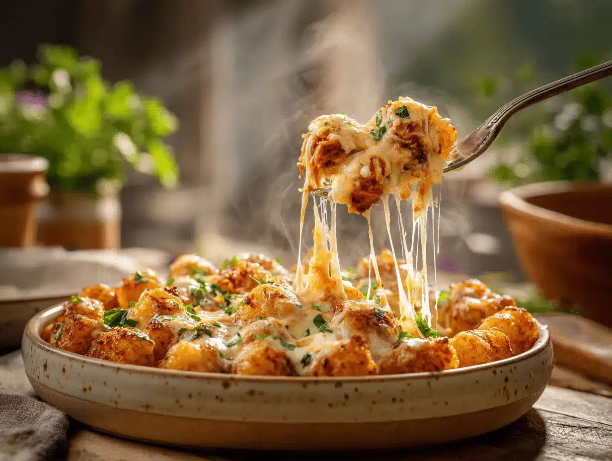 Buffalo Chicken Alfredo Tater Tot Casserole preparation steps