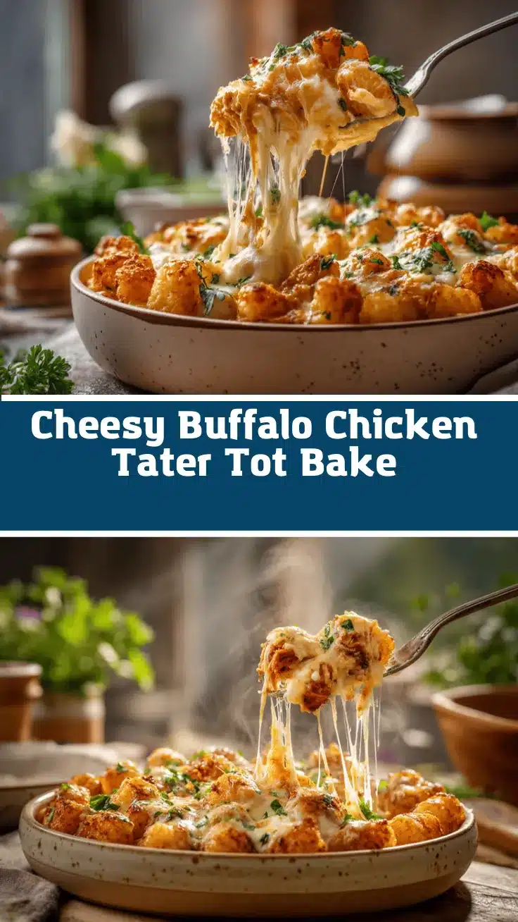 Buffalo Chicken Alfredo Tater Tot Casserole recipe
