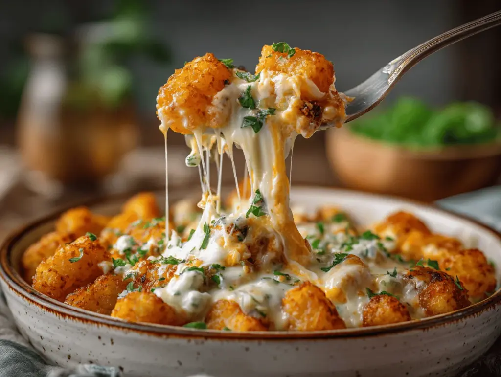 Buffalo Ranch Chicken Tater Tot Casserole - featured image