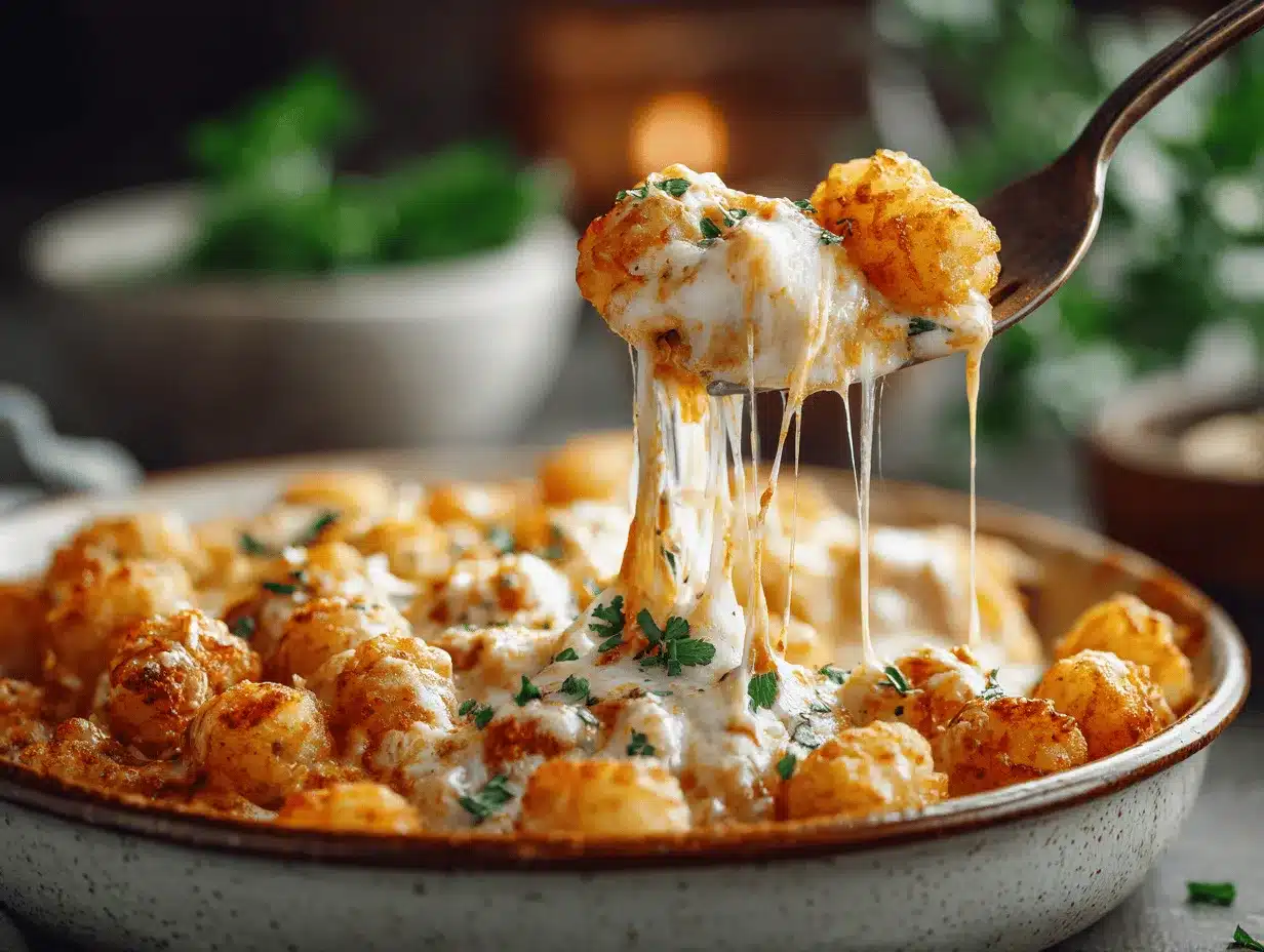 Buffalo Ranch Chicken Tater Tot Casserole preparation steps