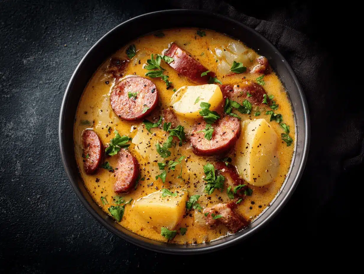 Cajun sausage and potato soup preparation steps