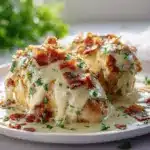 cheesy bacon ranch smothered chicken - featured image