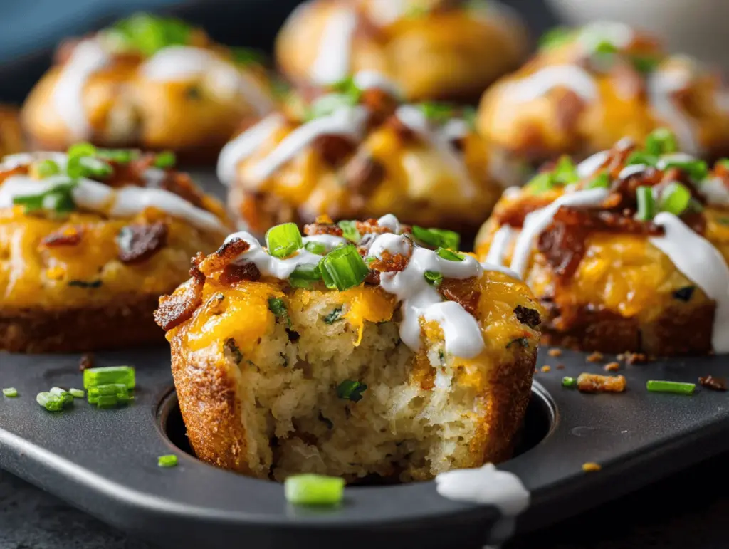 cheesy loaded baked potato muffins - featured image