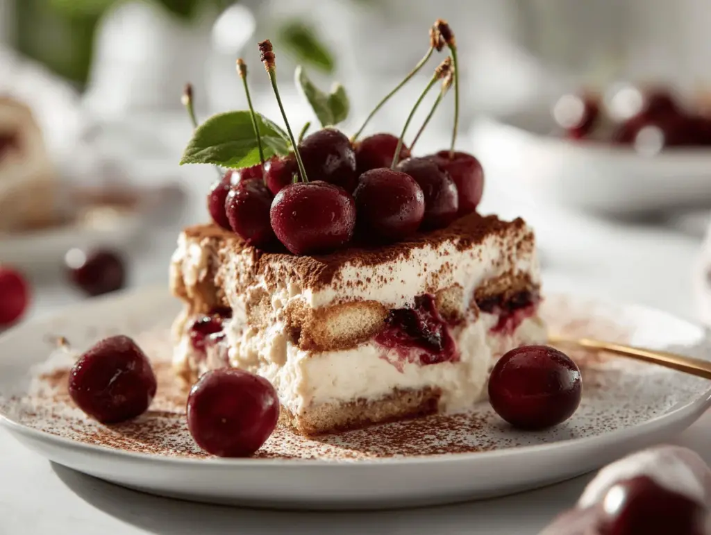 cherry amaretto tiramisu - featured image