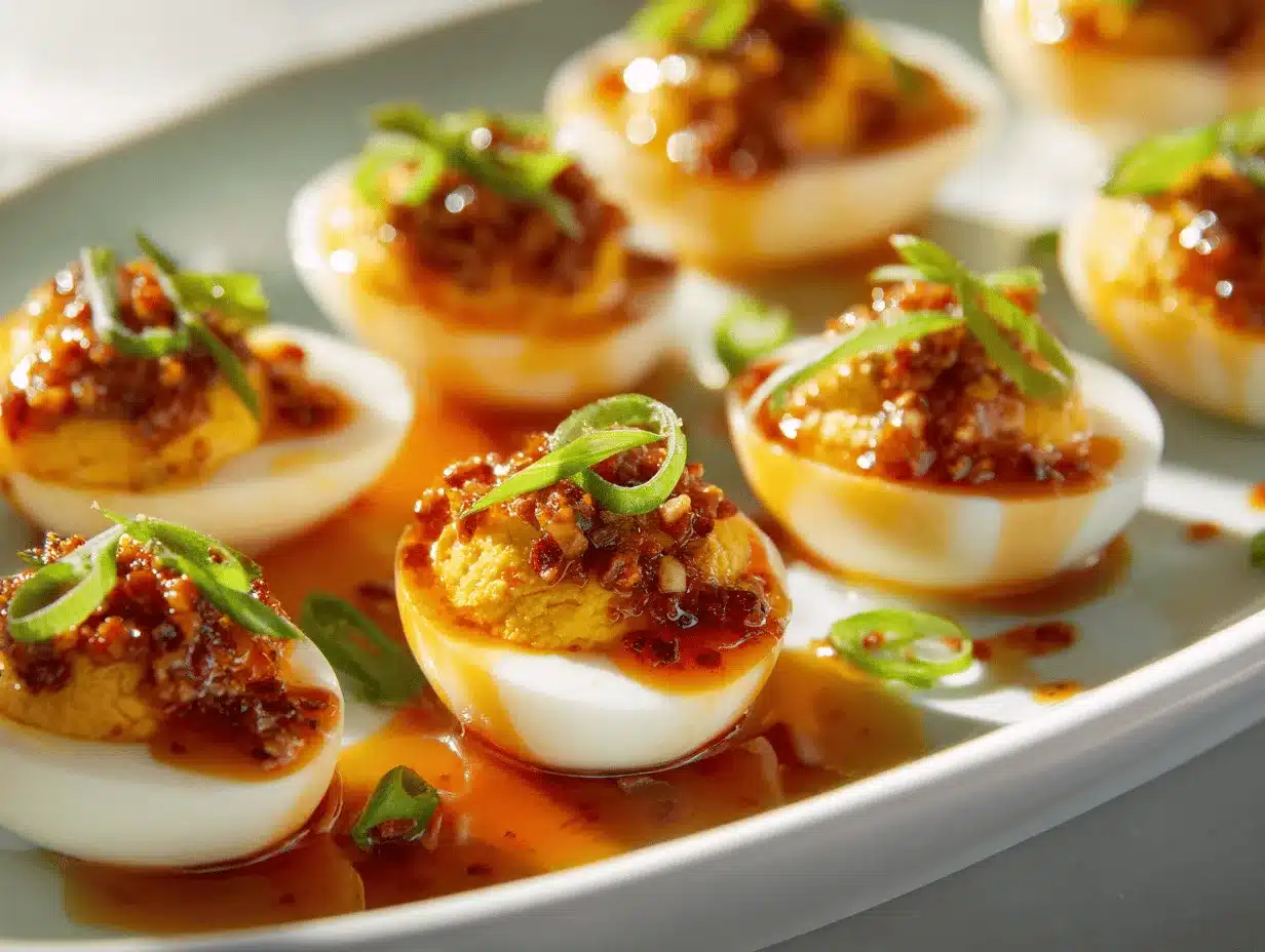 chili garlic deviled eggs preparation steps
