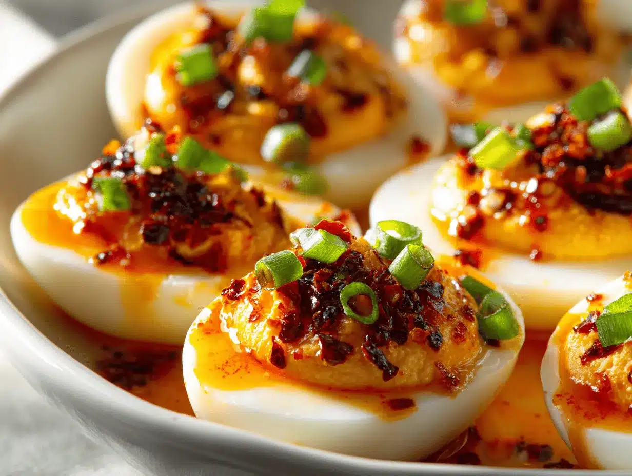 Chili Garlic Deviled Eggs preparation steps