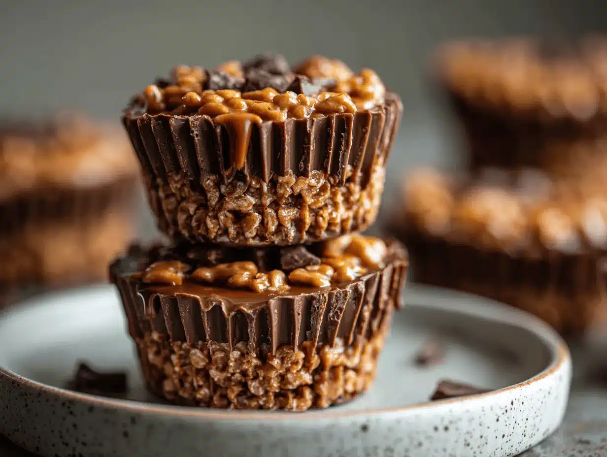 chocolate peanut butter Rice Krispie cups preparation steps