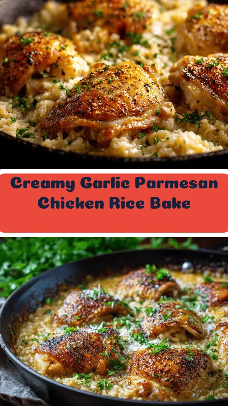 creamy garlic parmesan chicken and rice bake recipe