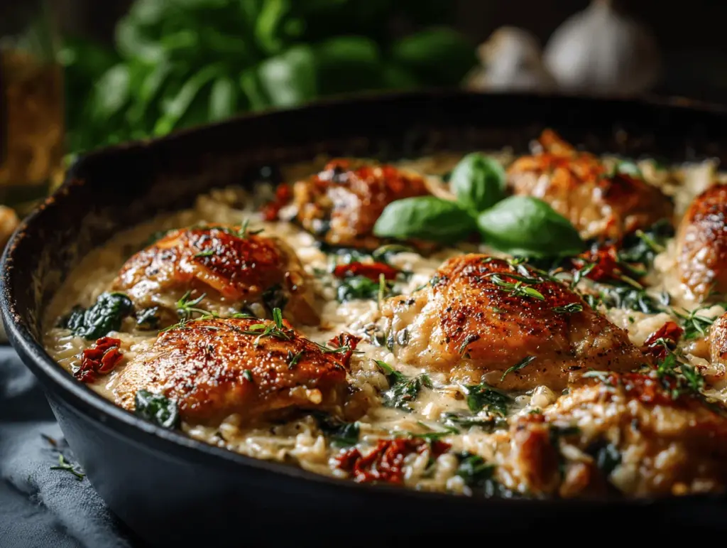 Creamy Tuscan Garlic Parmesan Chicken and Rice Skillet - featured image