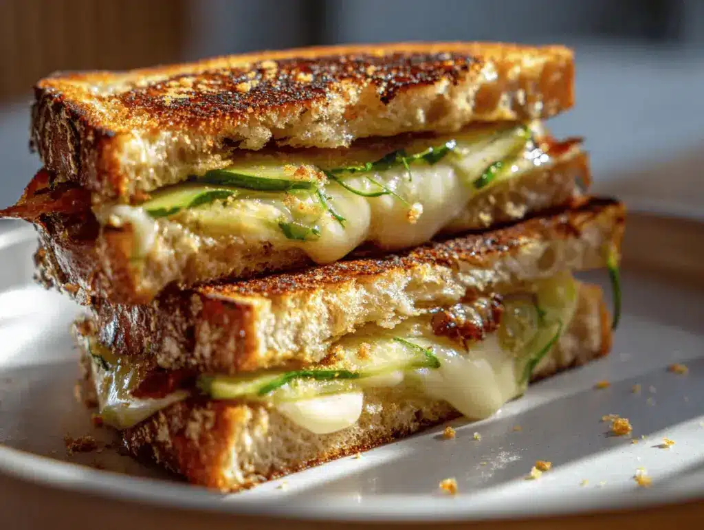 crispy dill pickle bacon grilled cheese - featured image