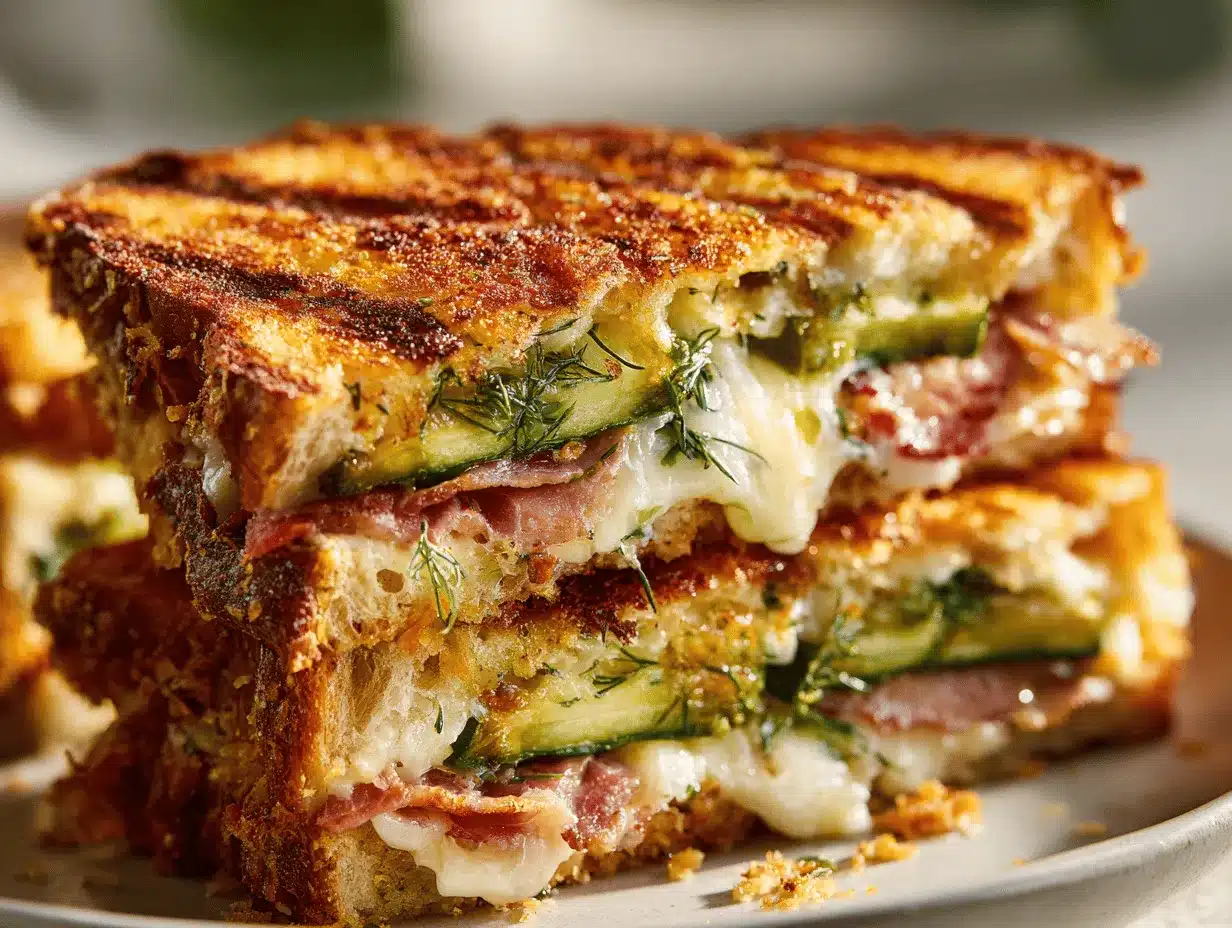 crispy dill pickle bacon grilled cheese preparation steps