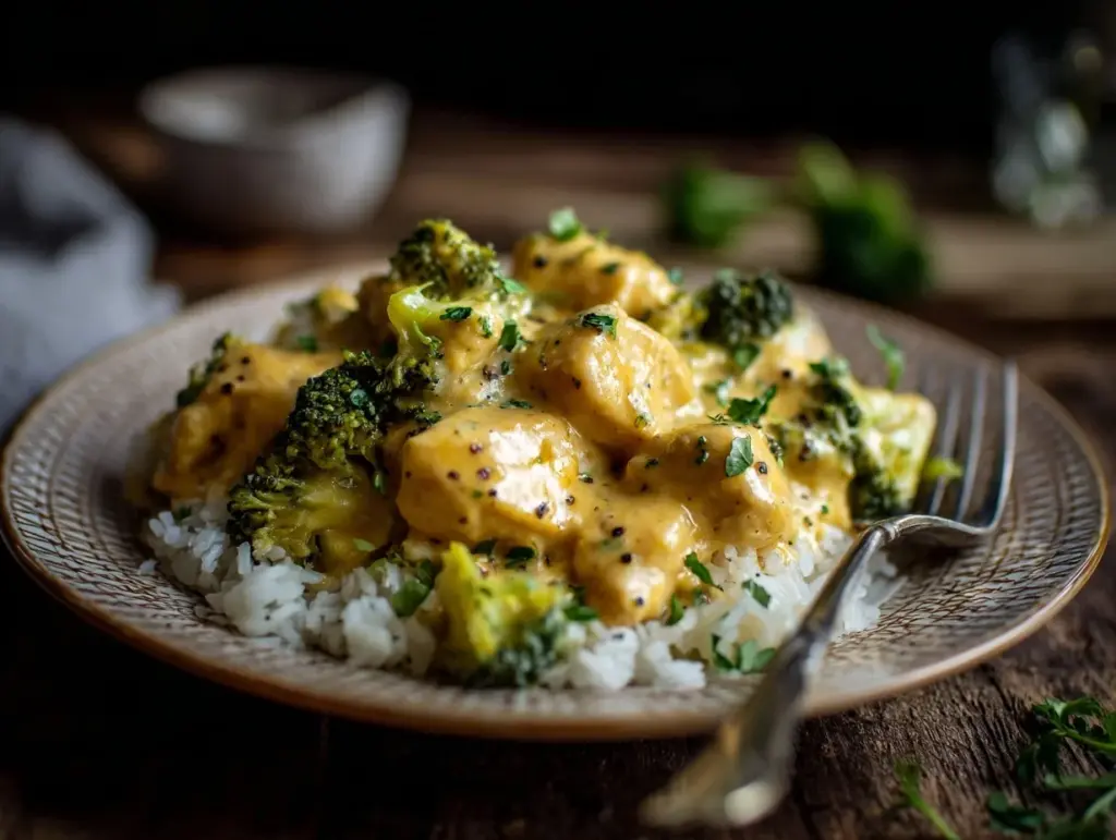 Crockpot Creamy Broccoli Cheddar Chicken - featured image