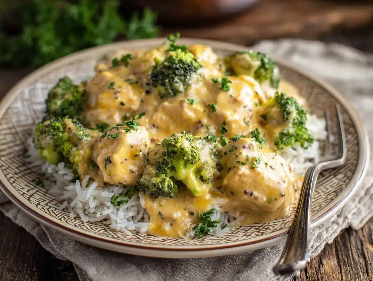 Crockpot Creamy Broccoli Cheddar Chicken preparation steps