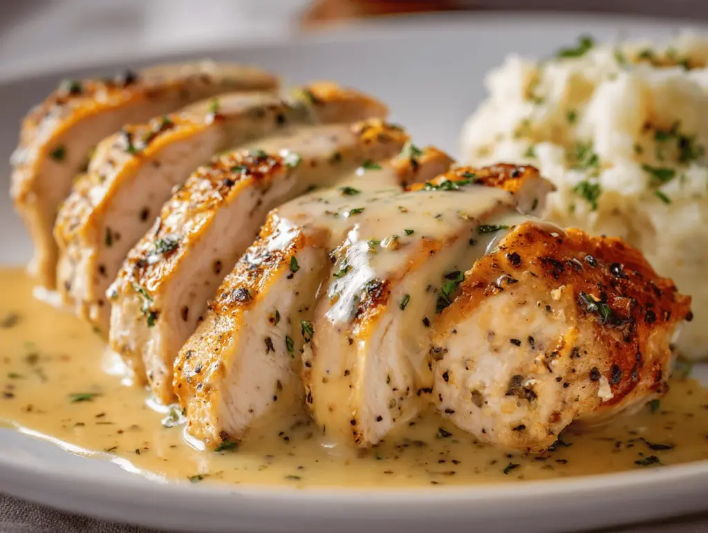crockpot creamy garlic parmesan chicken - featured image