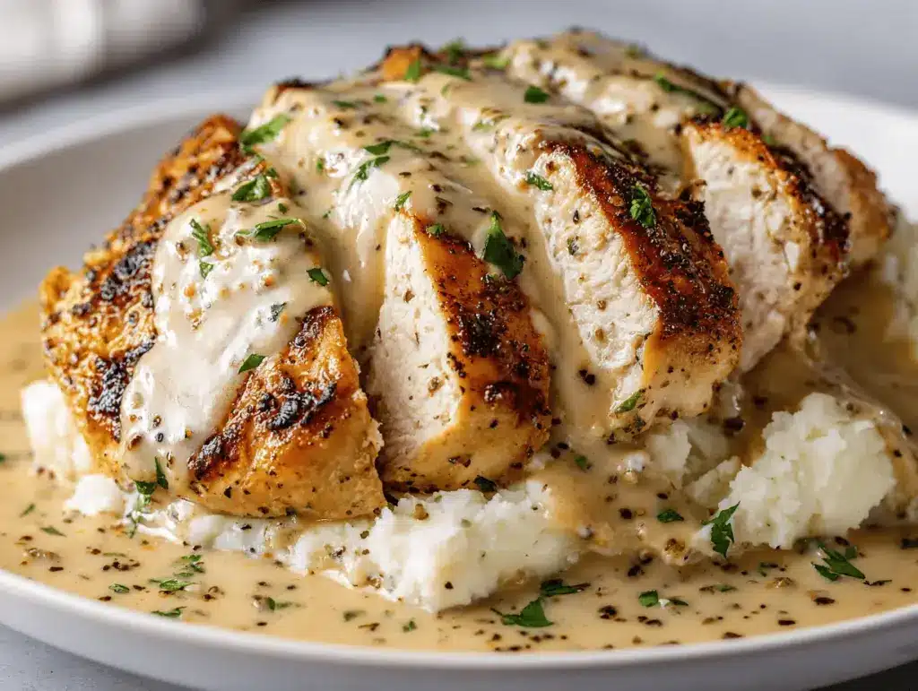 crockpot creamy garlic parmesan chicken - featured image