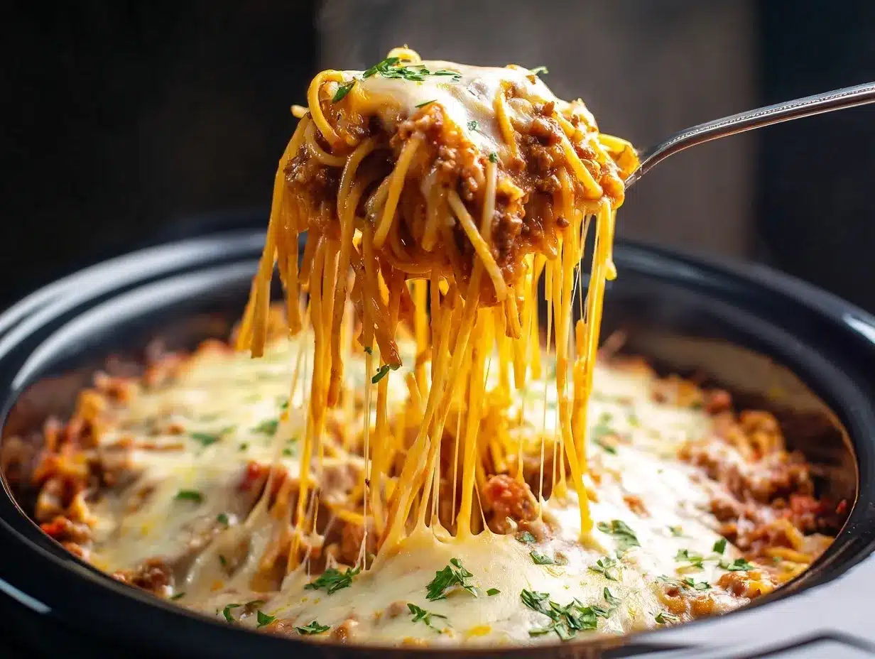 Crockpot Million Dollar Spaghetti preparation steps