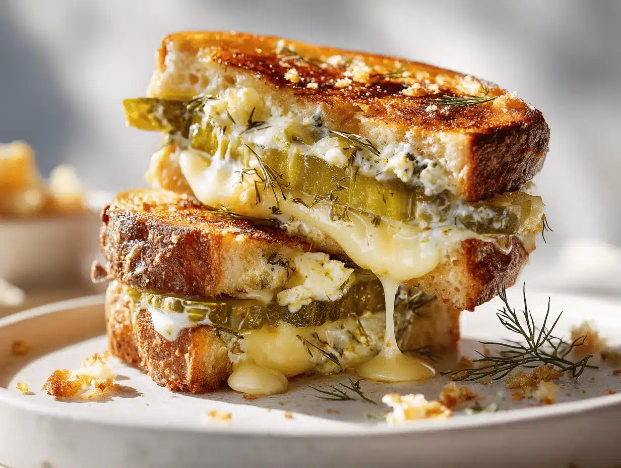 dill pickle grilled cheese sandwich preparation steps