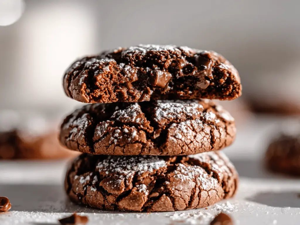 double chocolate peanut butter crinkle cookies - featured image