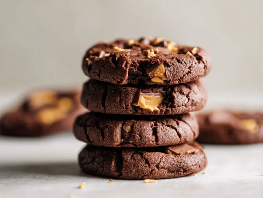 double chocolate peanut butter cup cookies - featured image