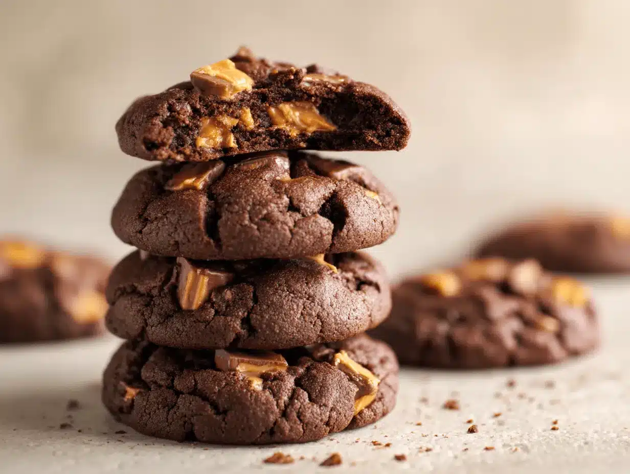 double chocolate peanut butter cup cookies preparation steps