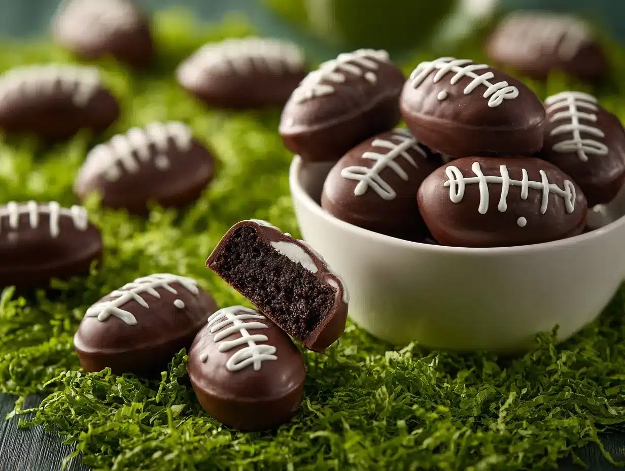 football-shaped Oreo truffles preparation steps