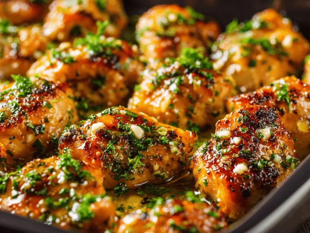 garlic butter baked chicken bites - featured image