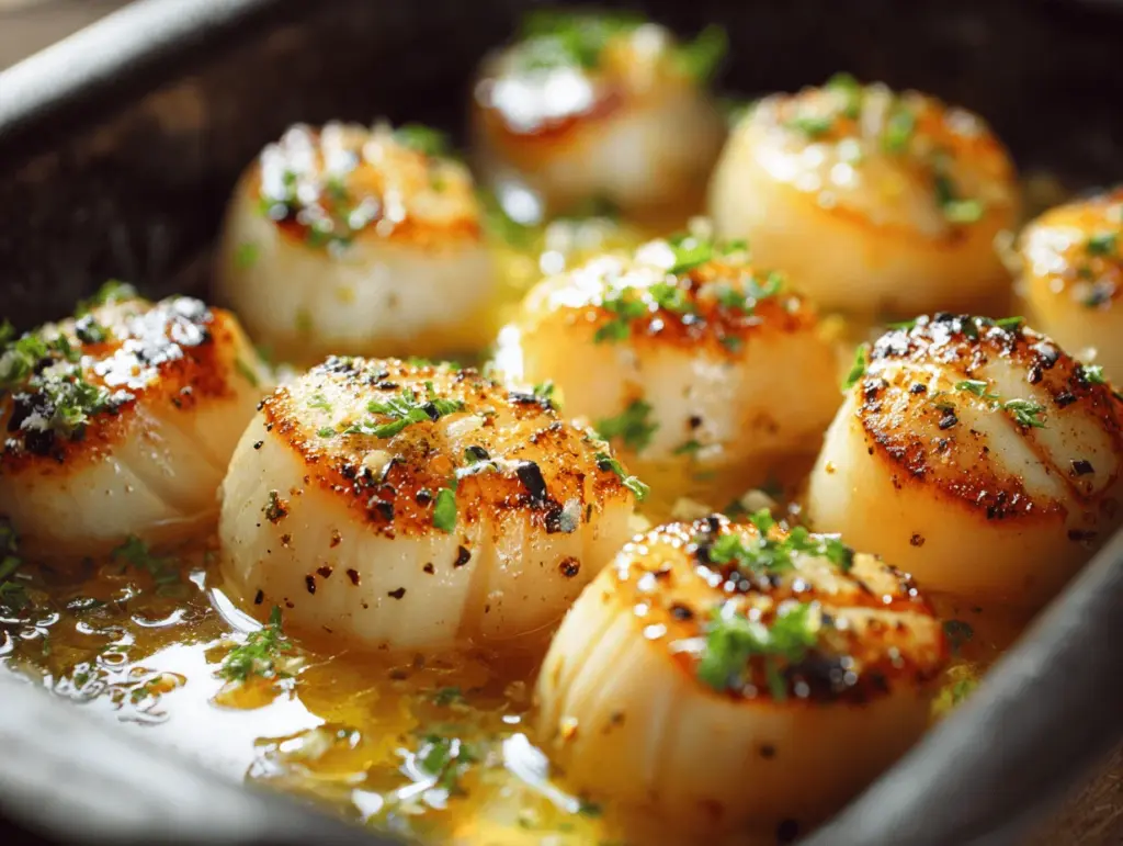 garlic butter baked scallops - featured image