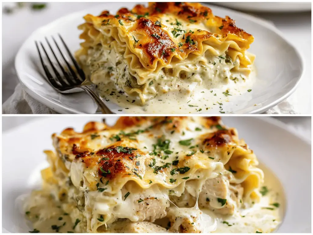 Garlic Butter Chicken Alfredo Lasagna - featured image