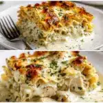 Garlic Butter Chicken Alfredo Lasagna - featured image