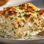 garlic butter chicken Alfredo lasagna - featured image