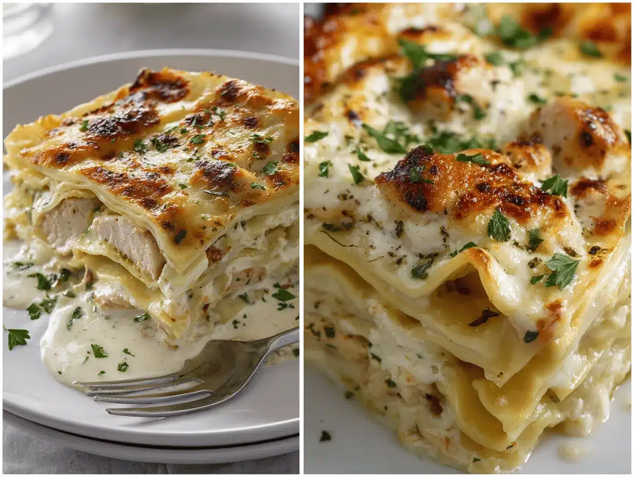 Garlic Butter Chicken Alfredo Lasagna preparation steps