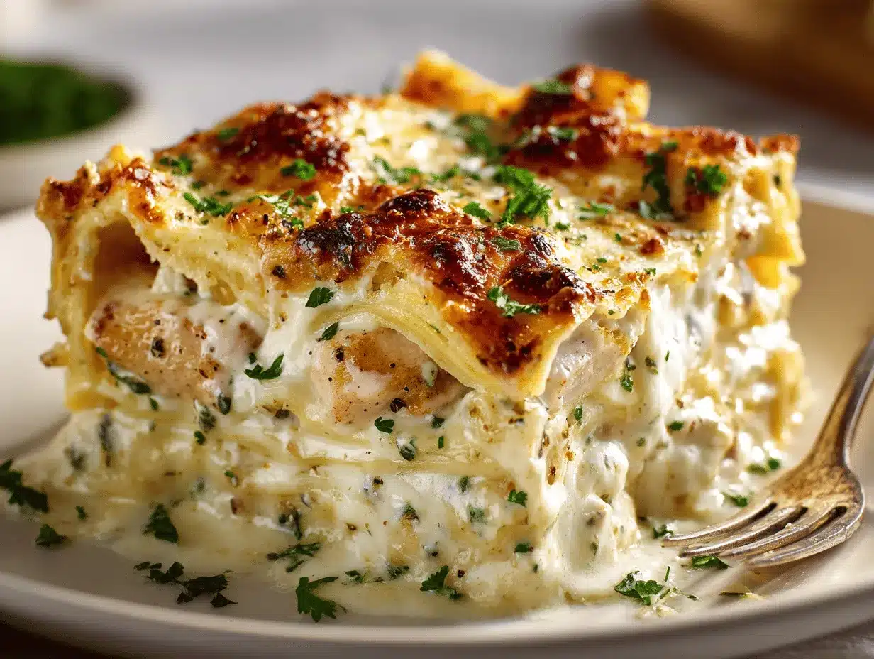 garlic butter chicken Alfredo lasagna preparation steps