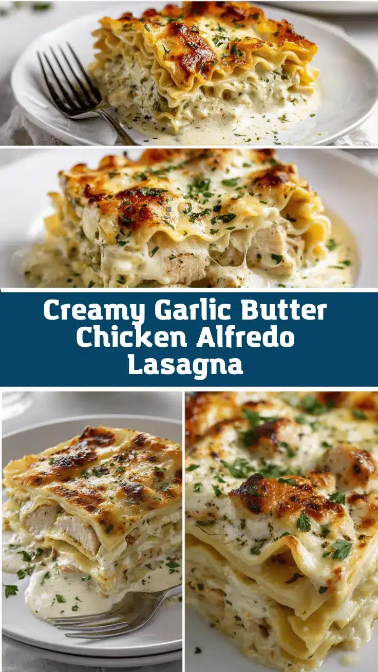 Garlic Butter Chicken Alfredo Lasagna recipe