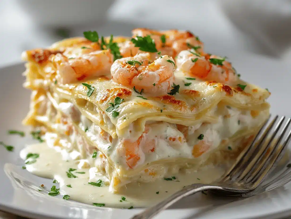 garlic butter shrimp scampi lasagna preparation steps