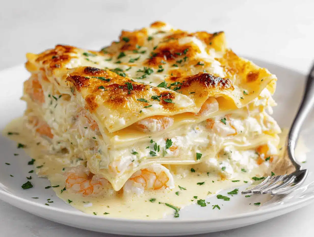 garlic butter shrimp scampi lasagna preparation steps