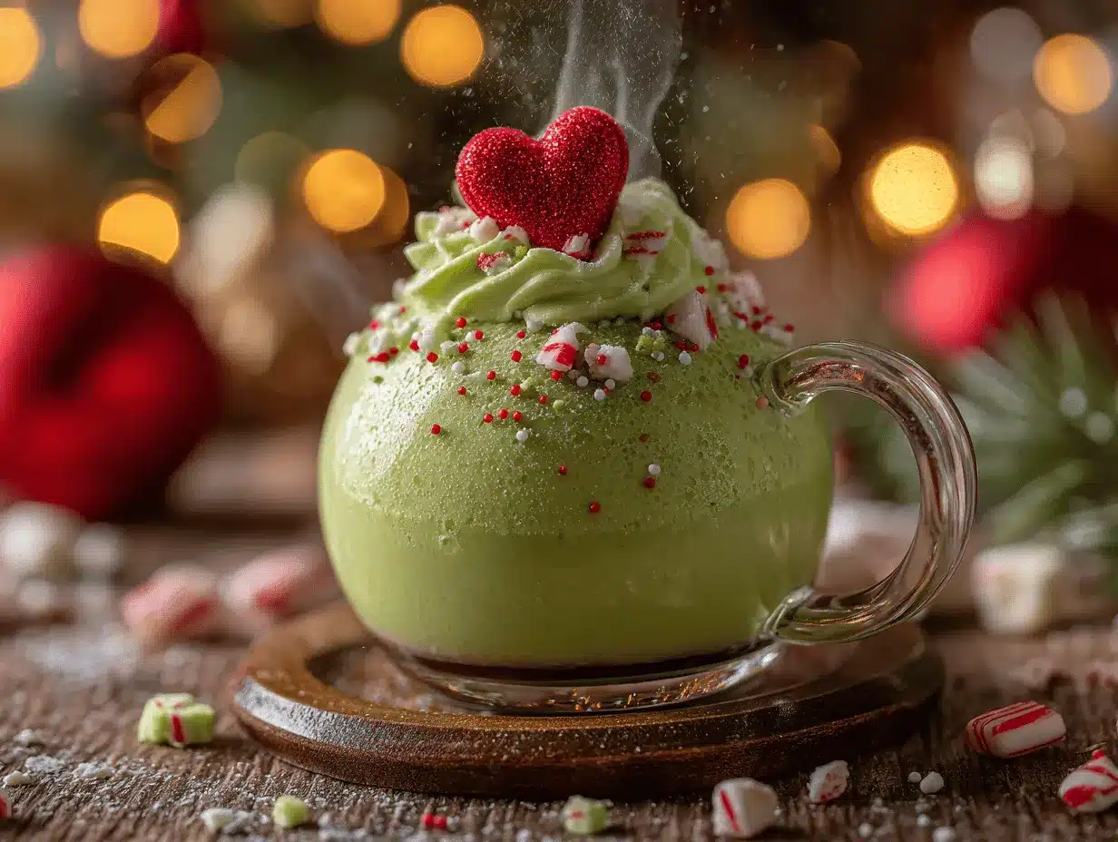 Grinch Peppermint Hot Chocolate Bombs preparation steps