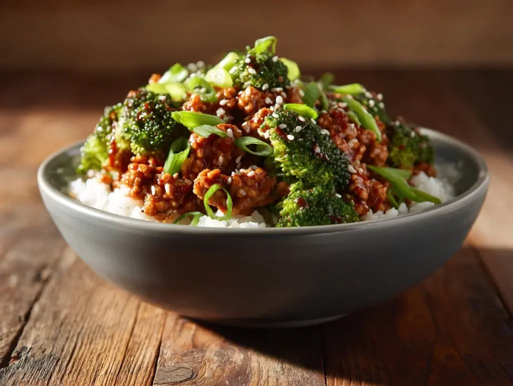 ground turkey and broccoli bowls - featured image