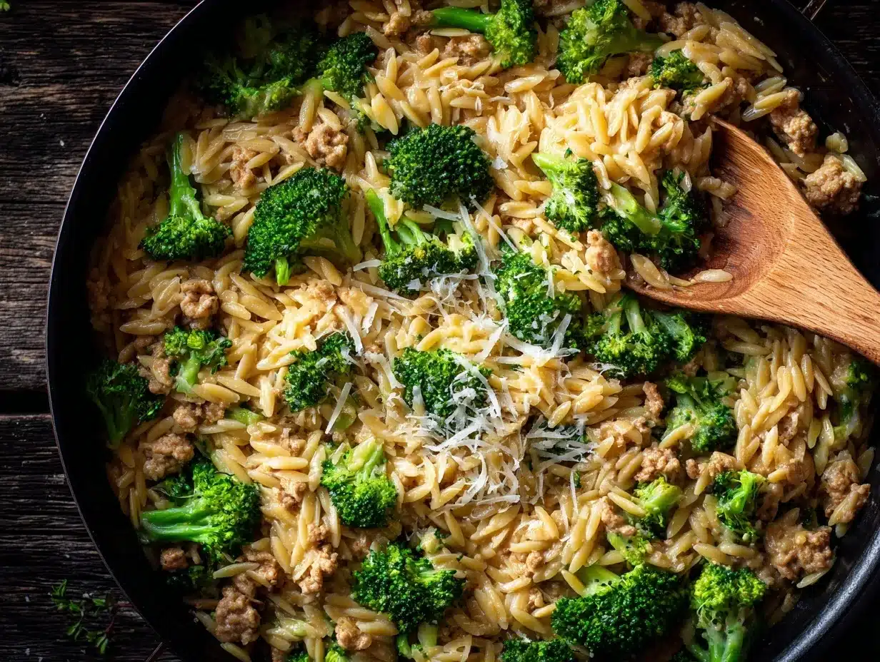 ground turkey orzo skillet preparation steps