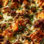 ground turkey sweet potato casserole - featured image