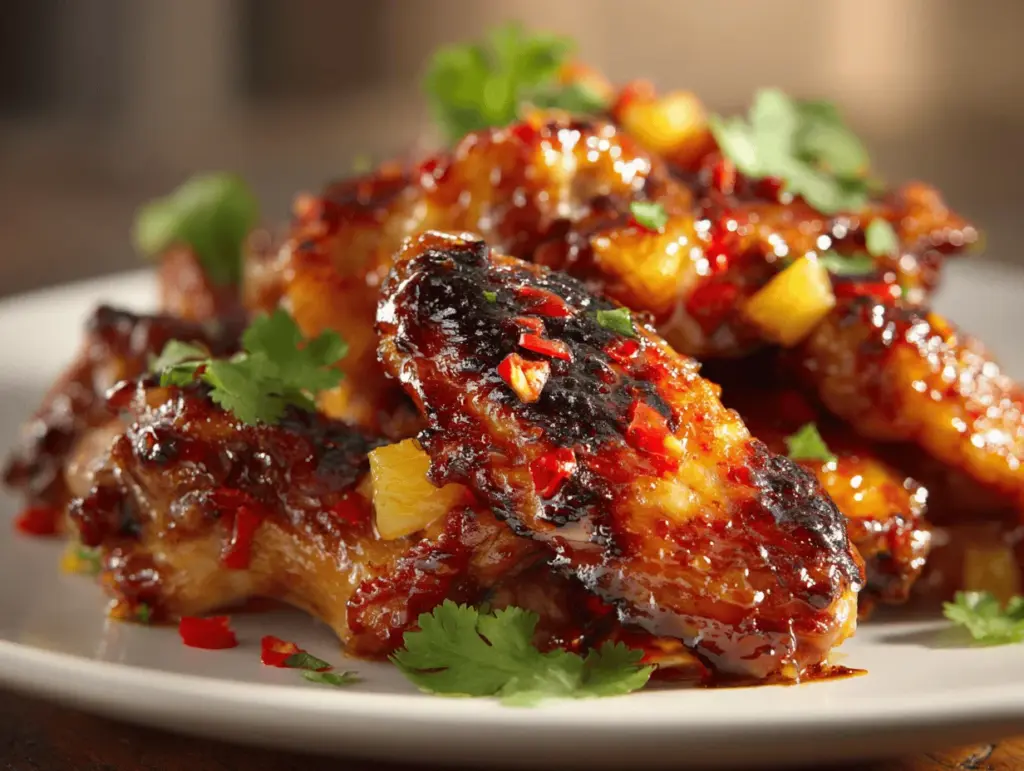 honey sriracha pineapple chicken wings - featured image