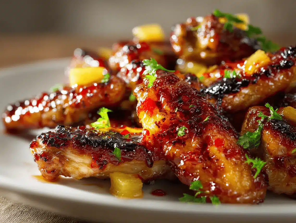 honey sriracha pineapple chicken wings preparation steps