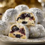 Lemon Blueberry Cheesecake Snowball Cookies - featured image