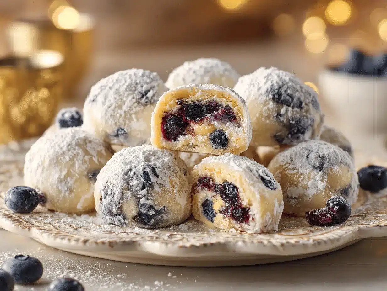 Lemon Blueberry Cheesecake Snowball Cookies preparation steps