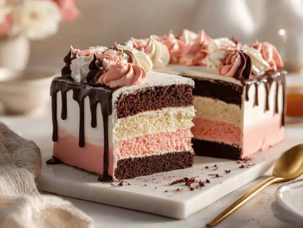 Neapolitan sheet cake - featured image